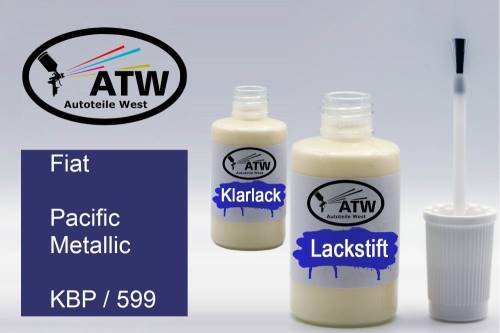 Fiat, Pacific Metallic, KBP / 599: 20ml Lackstift + 20ml Klarlack - Set, von ATW Autoteile West.